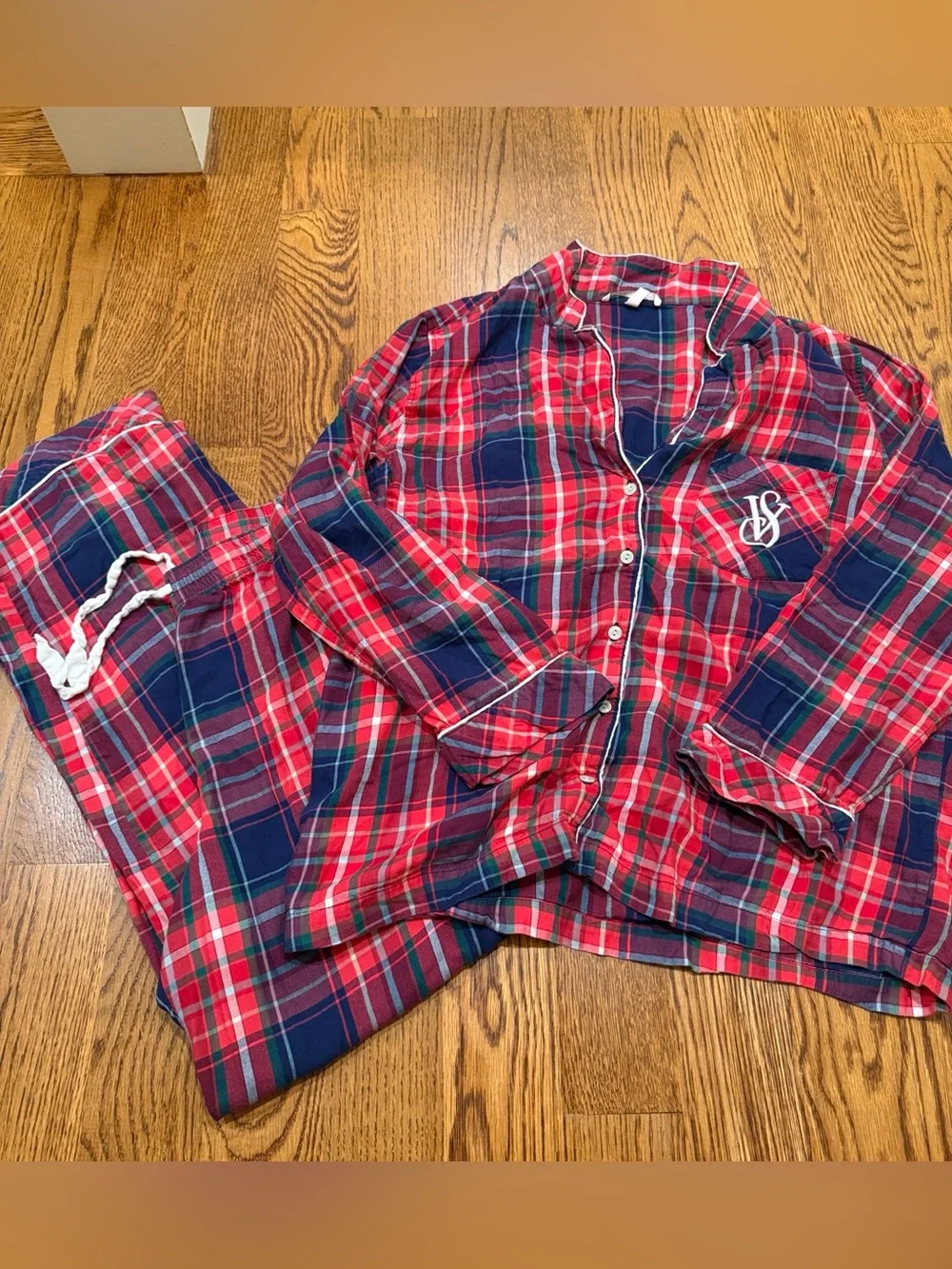 Victoria's Secret Red and Navy Plaid Pajama Set